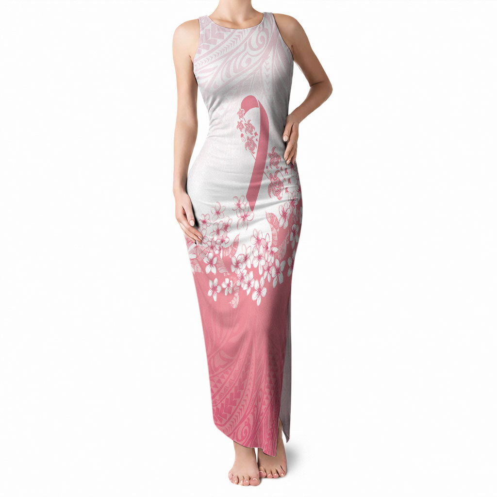 Breast Cancer Awareness Polynesian Tank Maxi Dress Floral Pink Ribbon