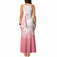 Breast Cancer Awareness Polynesian Tank Maxi Dress Floral Pink Ribbon