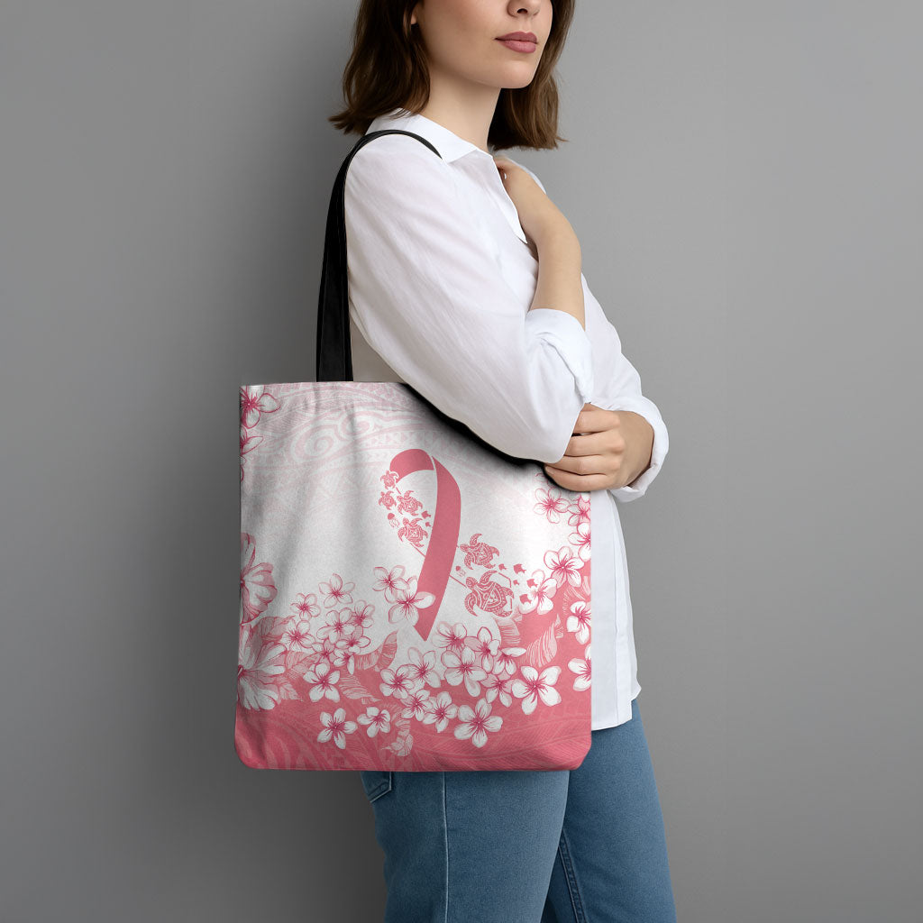 Breast Cancer Awareness Polynesian Tote Bag Floral Pink Ribbon