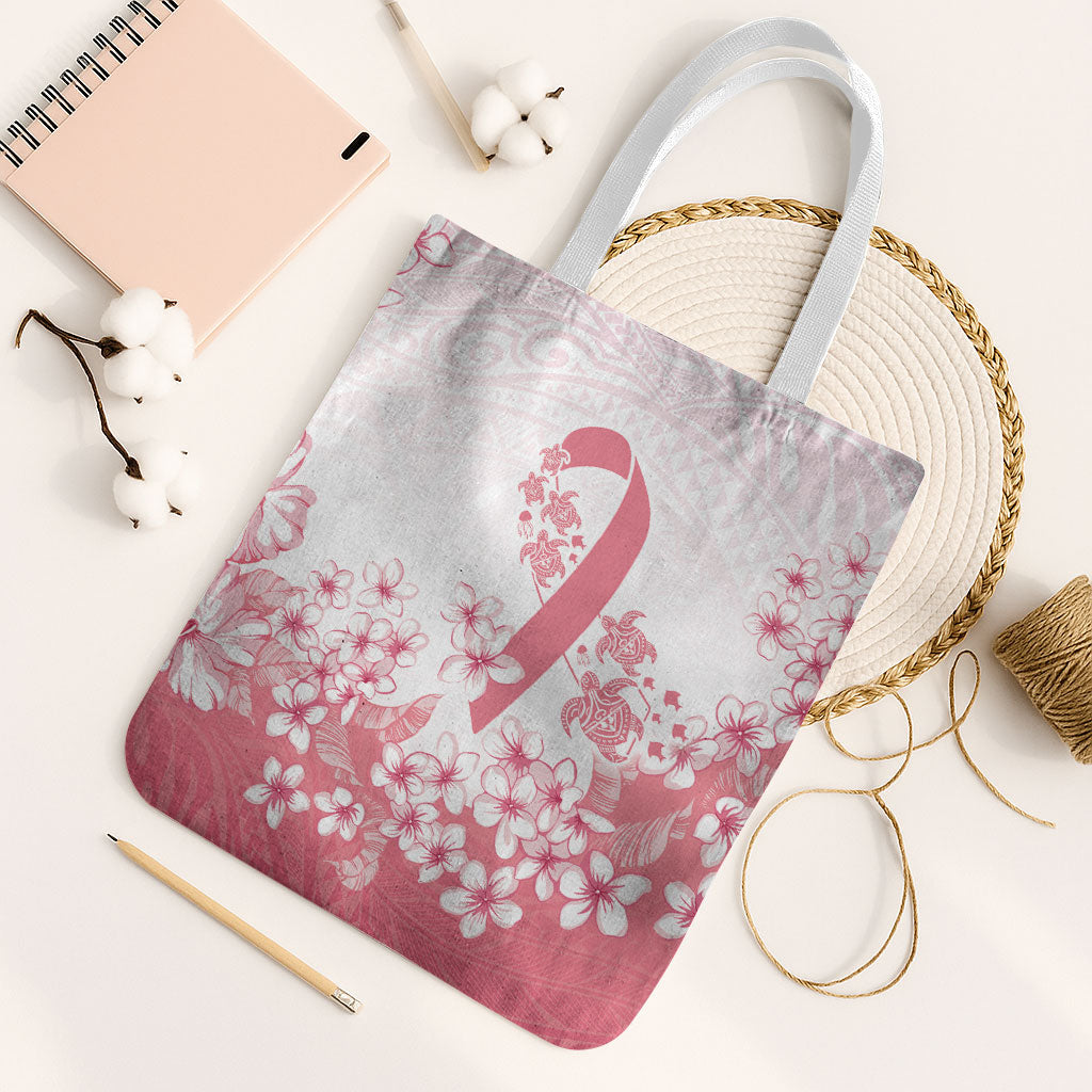 Breast Cancer Awareness Polynesian Tote Bag Floral Pink Ribbon