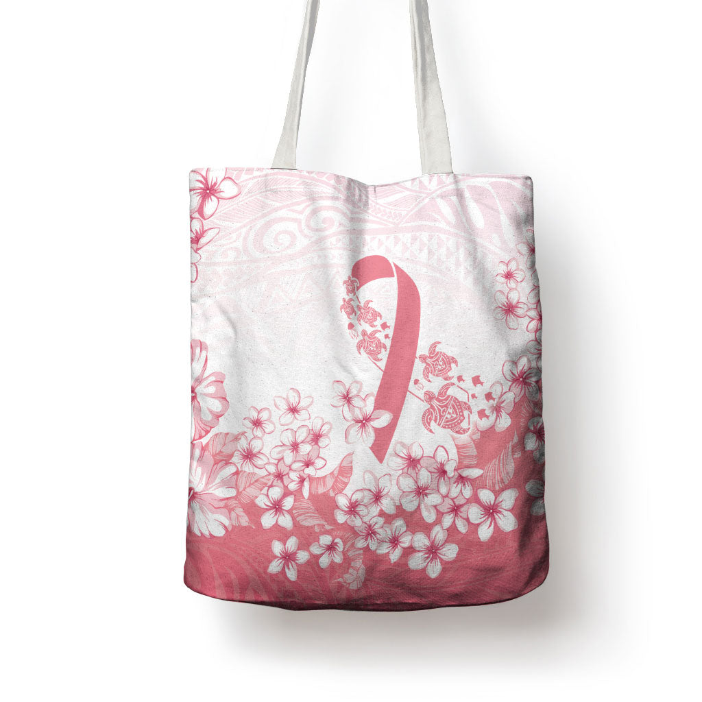 Breast Cancer Awareness Polynesian Tote Bag Floral Pink Ribbon