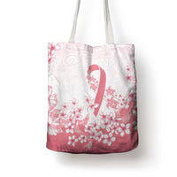 Breast Cancer Awareness Polynesian Tote Bag Floral Pink Ribbon