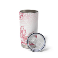 Breast Cancer Awareness Polynesian Tumbler Cup Floral Pink Ribbon