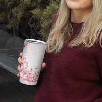 Breast Cancer Awareness Polynesian Tumbler Cup Floral Pink Ribbon