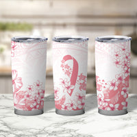 Breast Cancer Awareness Polynesian Tumbler Cup Floral Pink Ribbon