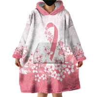 Breast Cancer Awareness Polynesian Wearable Blanket Hoodie Floral Pink Ribbon