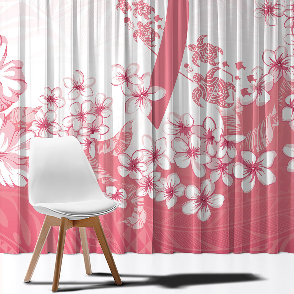 Breast Cancer Awareness Polynesian Window Curtain Floral Pink Ribbon