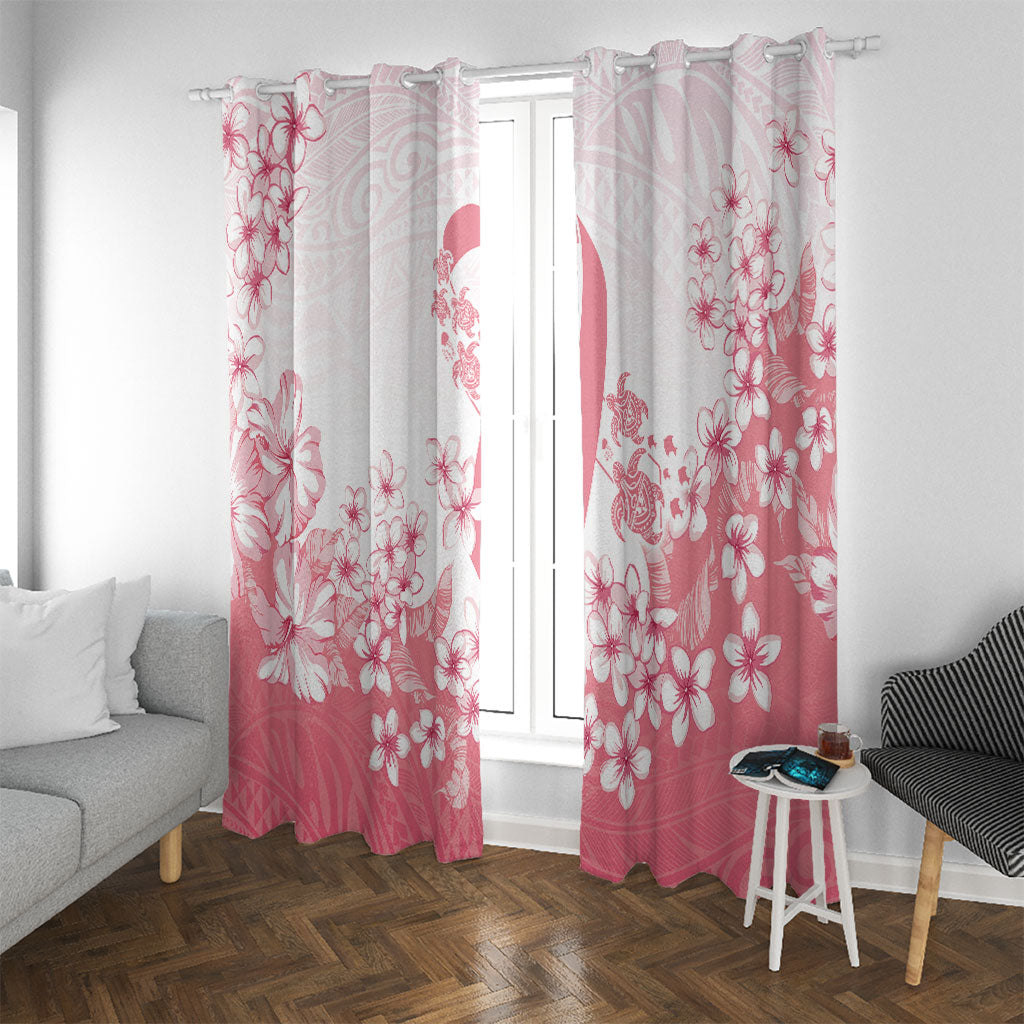 Breast Cancer Awareness Polynesian Window Curtain Floral Pink Ribbon