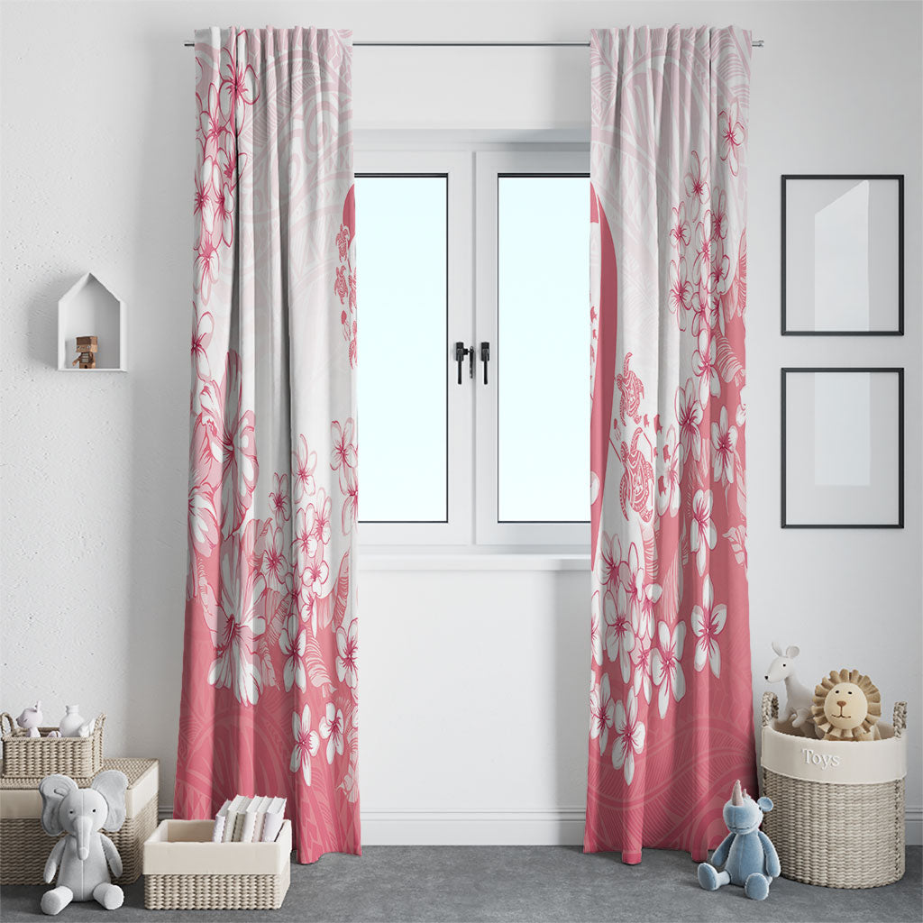 Breast Cancer Awareness Polynesian Window Curtain Floral Pink Ribbon
