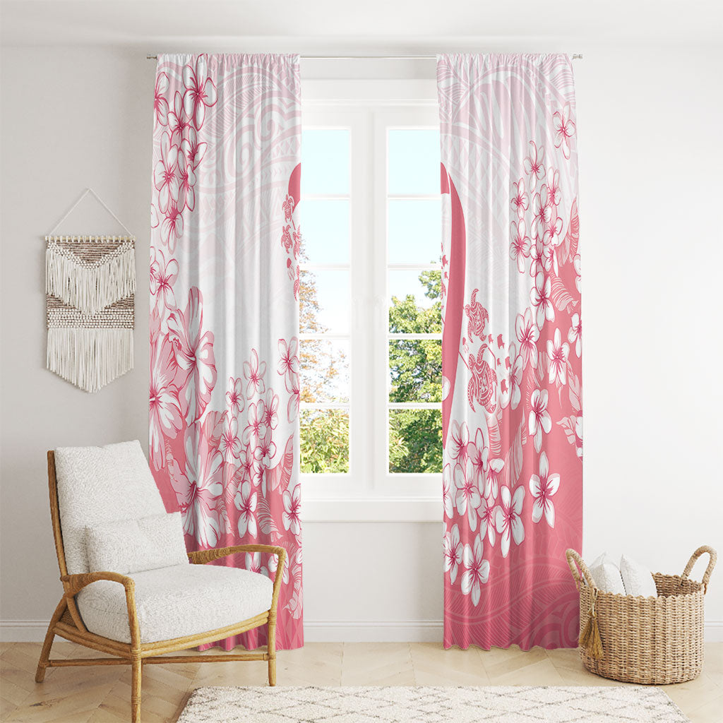 Breast Cancer Awareness Polynesian Window Curtain Floral Pink Ribbon