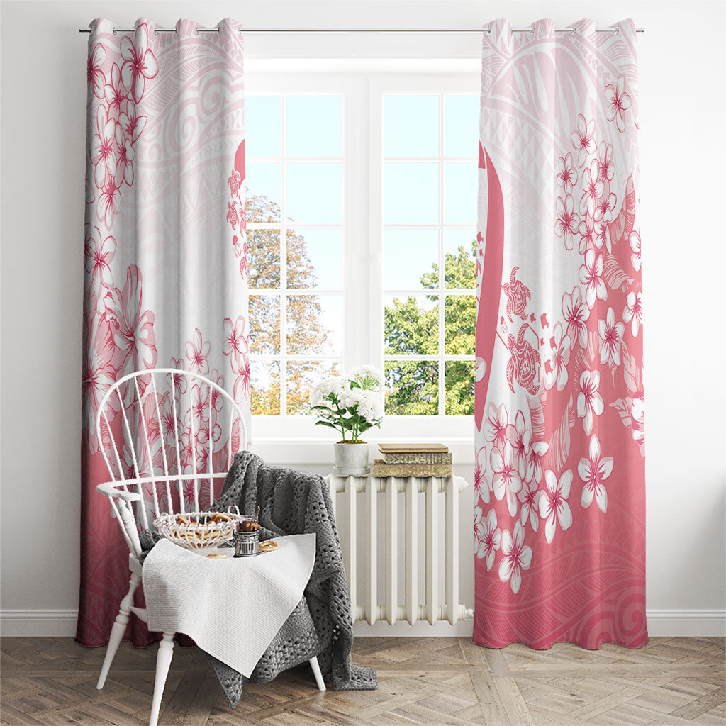 Breast Cancer Awareness Polynesian Window Curtain Floral Pink Ribbon