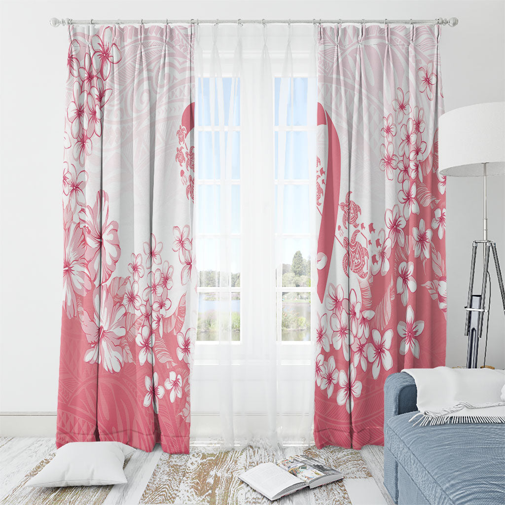 Breast Cancer Awareness Polynesian Window Curtain Floral Pink Ribbon