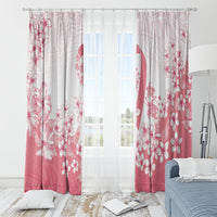 Breast Cancer Awareness Polynesian Window Curtain Floral Pink Ribbon