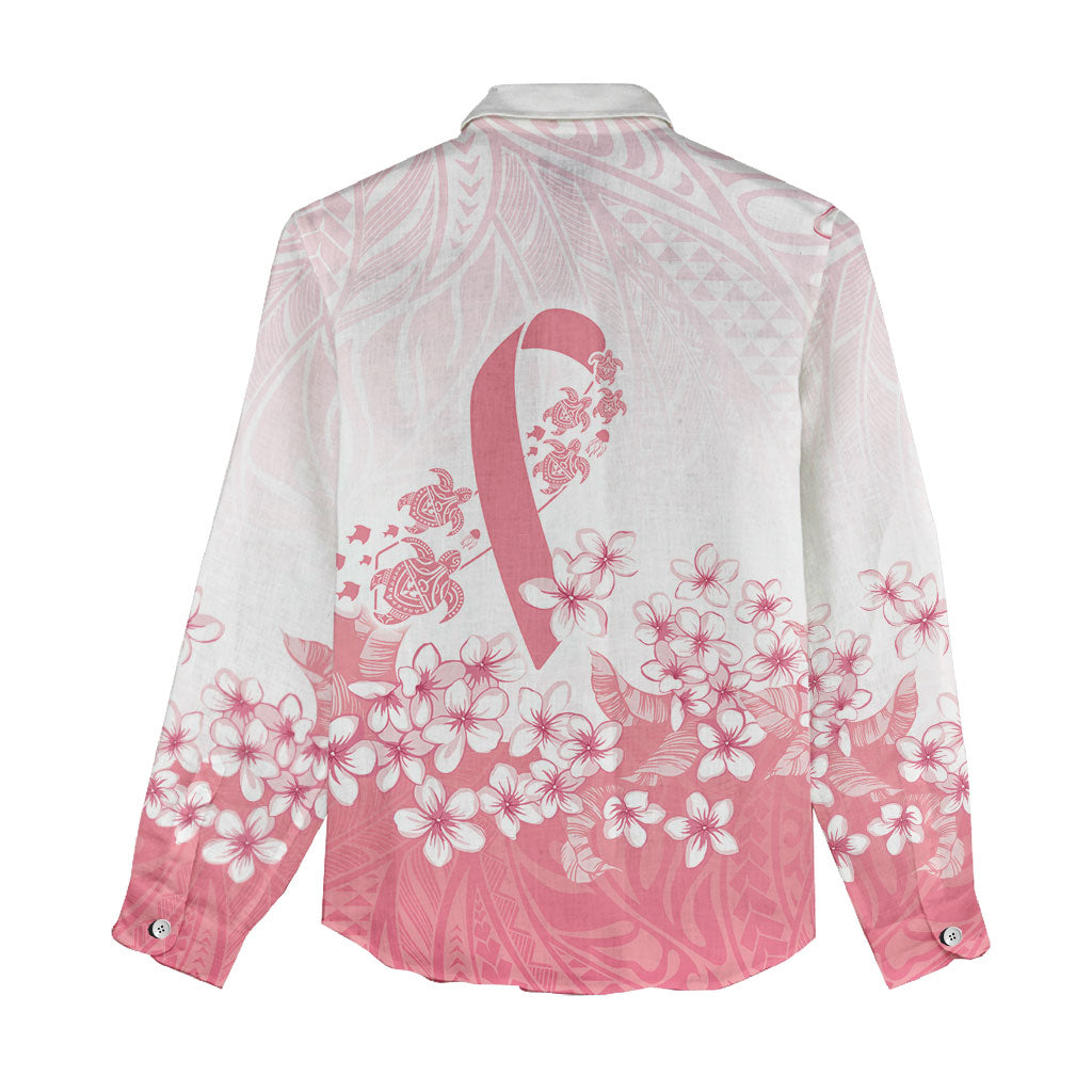 Breast Cancer Awareness Polynesian Women Casual Shirt Floral Pink Ribbon