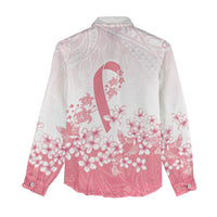 Breast Cancer Awareness Polynesian Women Casual Shirt Floral Pink Ribbon