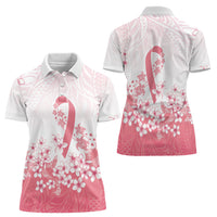 Breast Cancer Awareness Polynesian Women Polo Shirt Floral Pink Ribbon