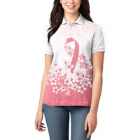 Breast Cancer Awareness Polynesian Women Polo Shirt Floral Pink Ribbon