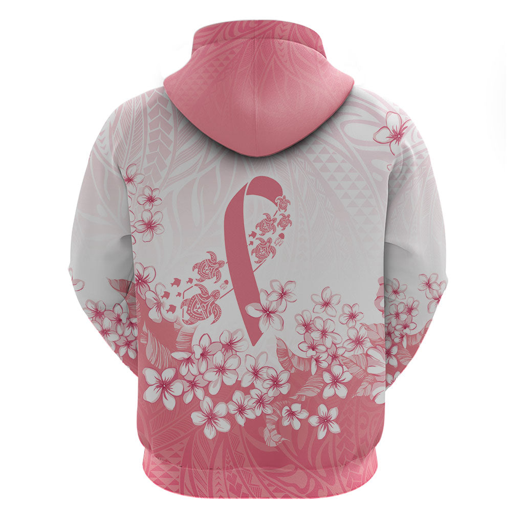 Breast Cancer Awareness Polynesian Zip Hoodie Floral Pink Ribbon