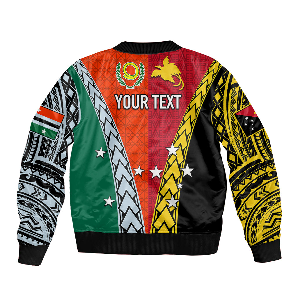 Personalised Papua New Guinea Mix Penama Bomber Jacket Tribal Patterns Half-Half Style LT7 - Polynesian Pride