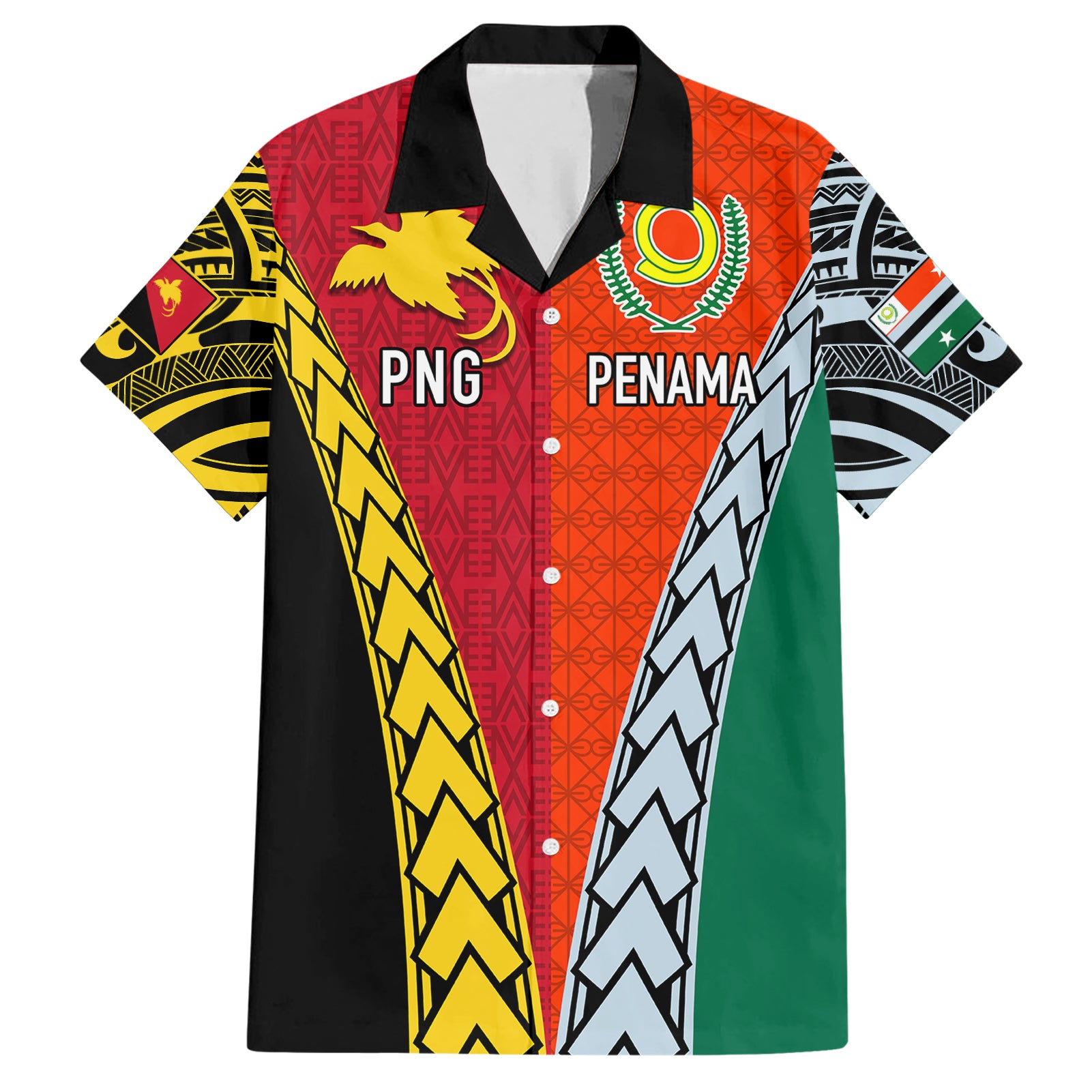 Personalised Papua New Guinea Mix Penama Hawaiian Shirt Tribal Patterns Half-Half Style LT7 Colorful - Polynesian Pride