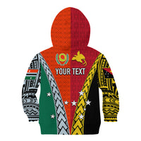 Personalised Papua New Guinea Mix Penama Kid Hoodie Tribal Patterns Half-Half Style LT7 - Polynesian Pride
