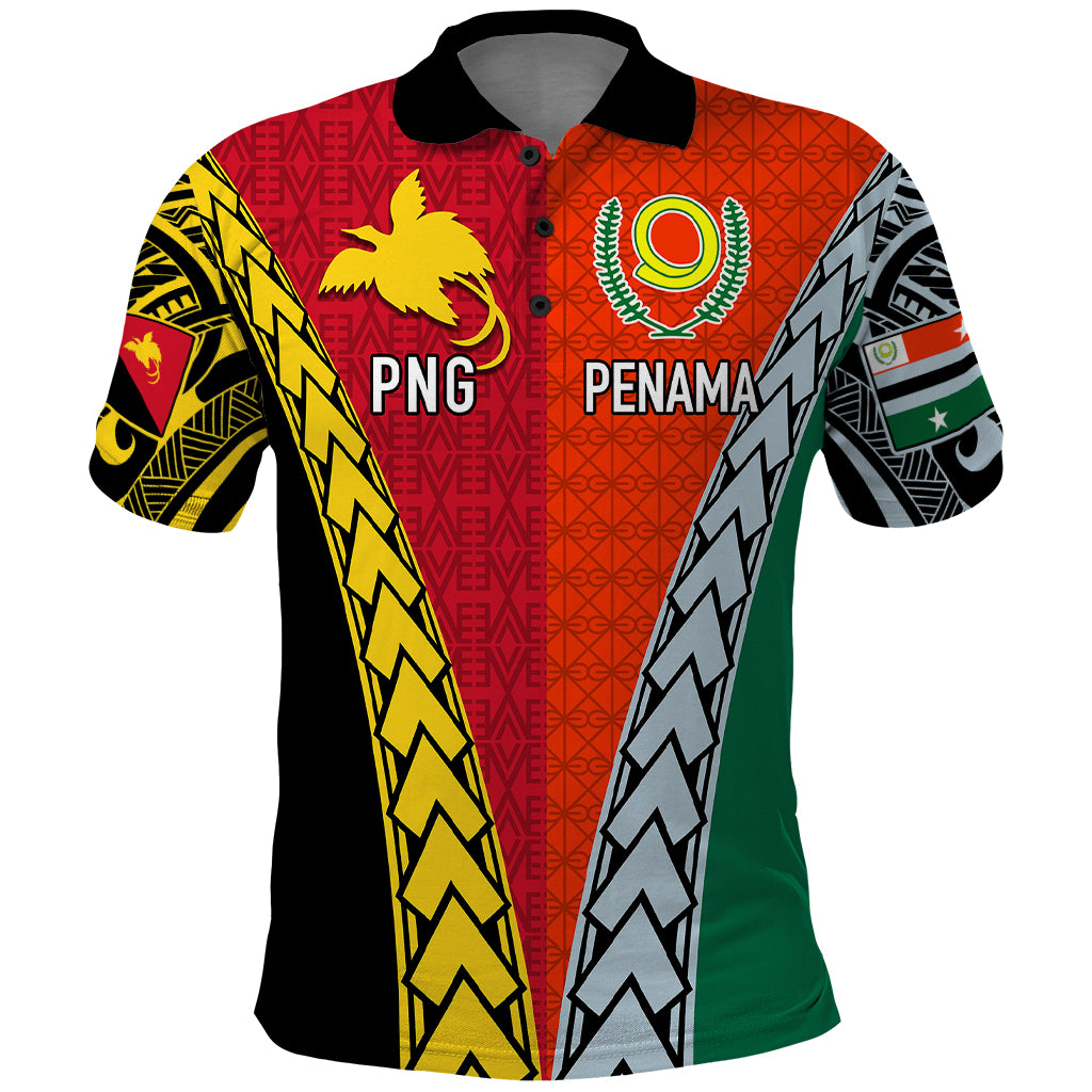 Personalised Papua New Guinea Mix Penama Polo Shirt Tribal Patterns Half-Half Style LT7 Colorful - Polynesian Pride