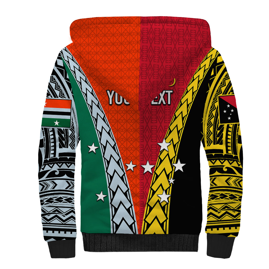 Personalised Papua New Guinea Mix Penama Sherpa Hoodie Tribal Patterns Half-Half Style LT7 - Polynesian Pride