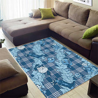 Blue Palaka Hawaii Cowboy Christmas Area Rug Paniolo Mix Maile Lei - Polynesian Pride