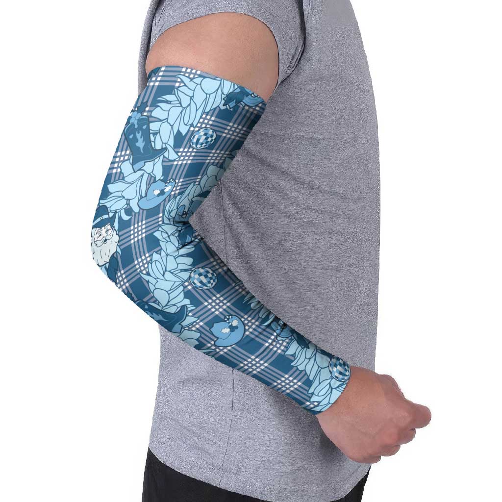 Blue Palaka Hawaii Cowboy Christmas Arm Sleeves Paniolo Mix Maile Lei - Polynesian Pride