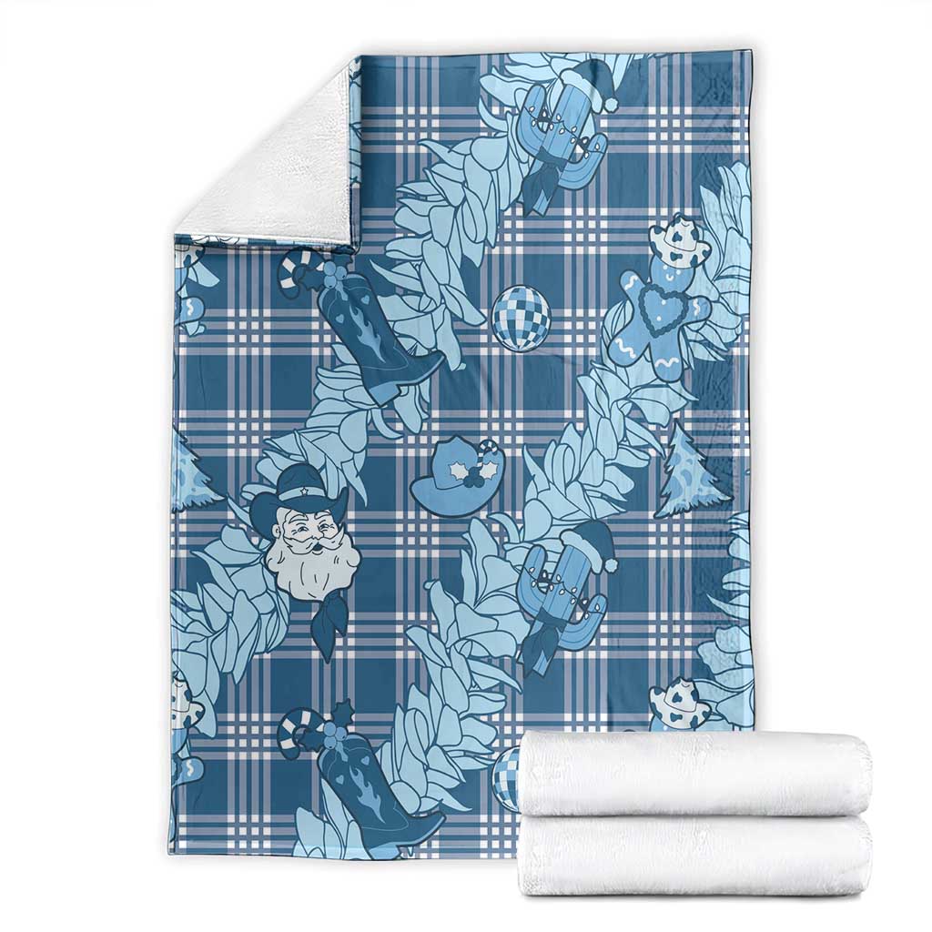 Blue Palaka Hawaii Cowboy Christmas Blanket Paniolo Mix Maile Lei - Polynesian Pride
