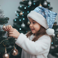 Blue Palaka Hawaii Cowboy Christmas Santa Hat Paniolo Mix Maile Lei - Polynesian Pride