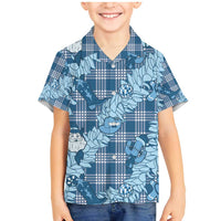 Blue Palaka Hawaii Cowboy Christmas Family Matching Mermaid Dress and Hawaiian Shirt Paniolo Mix Maile Lei - Polynesian Pride