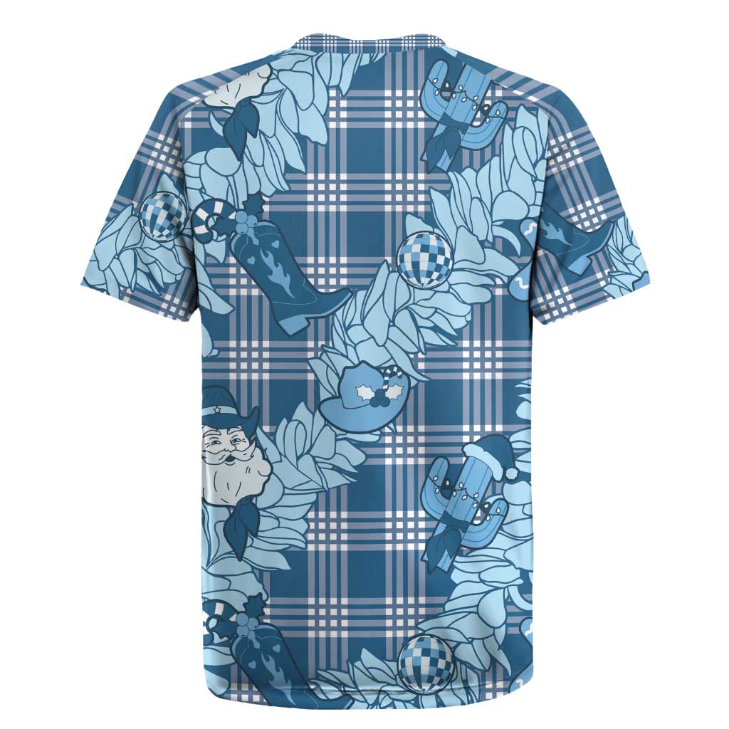 Blue Palaka Hawaii Cowboy Christmas Rugby Jersey Paniolo Mix Maile Lei - Polynesian Pride