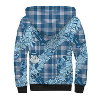 Blue Palaka Hawaii Cowboy Christmas Sherpa Hoodie Paniolo Mix Maile Lei - Polynesian Pride