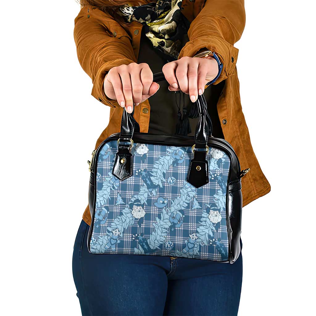 Blue Palaka Hawaii Cowboy Christmas Shoulder Handbag Paniolo Mix Maile Lei - Polynesian Pride