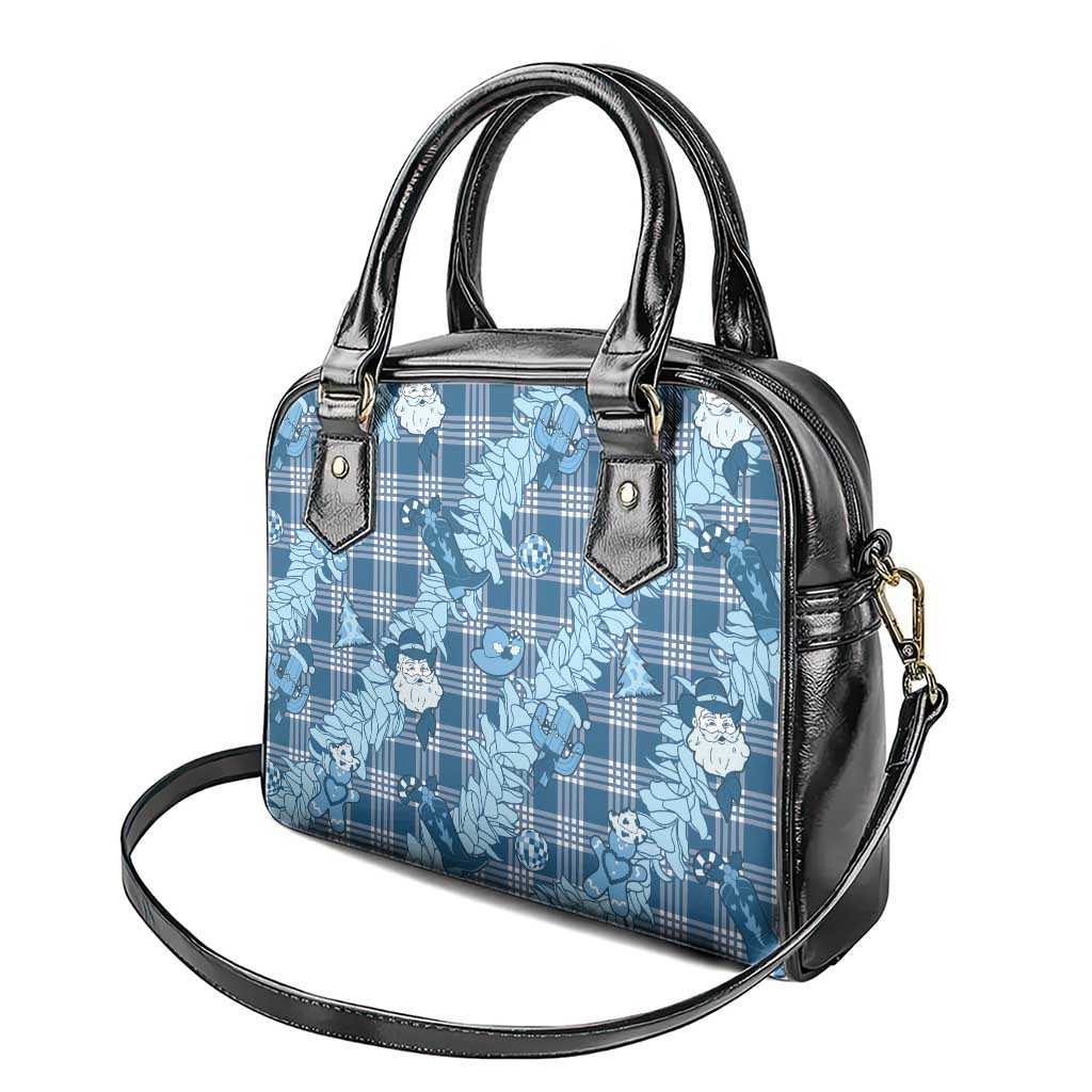 Blue Palaka Hawaii Cowboy Christmas Shoulder Handbag Paniolo Mix Maile Lei - Polynesian Pride