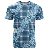 Blue Palaka Hawaii Cowboy Christmas T Shirt Paniolo Mix Maile Lei - Polynesian Pride