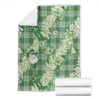 Green Palaka Hawaii Cowboy Christmas Blanket Paniolo Mix Maile Lei - Polynesian Pride