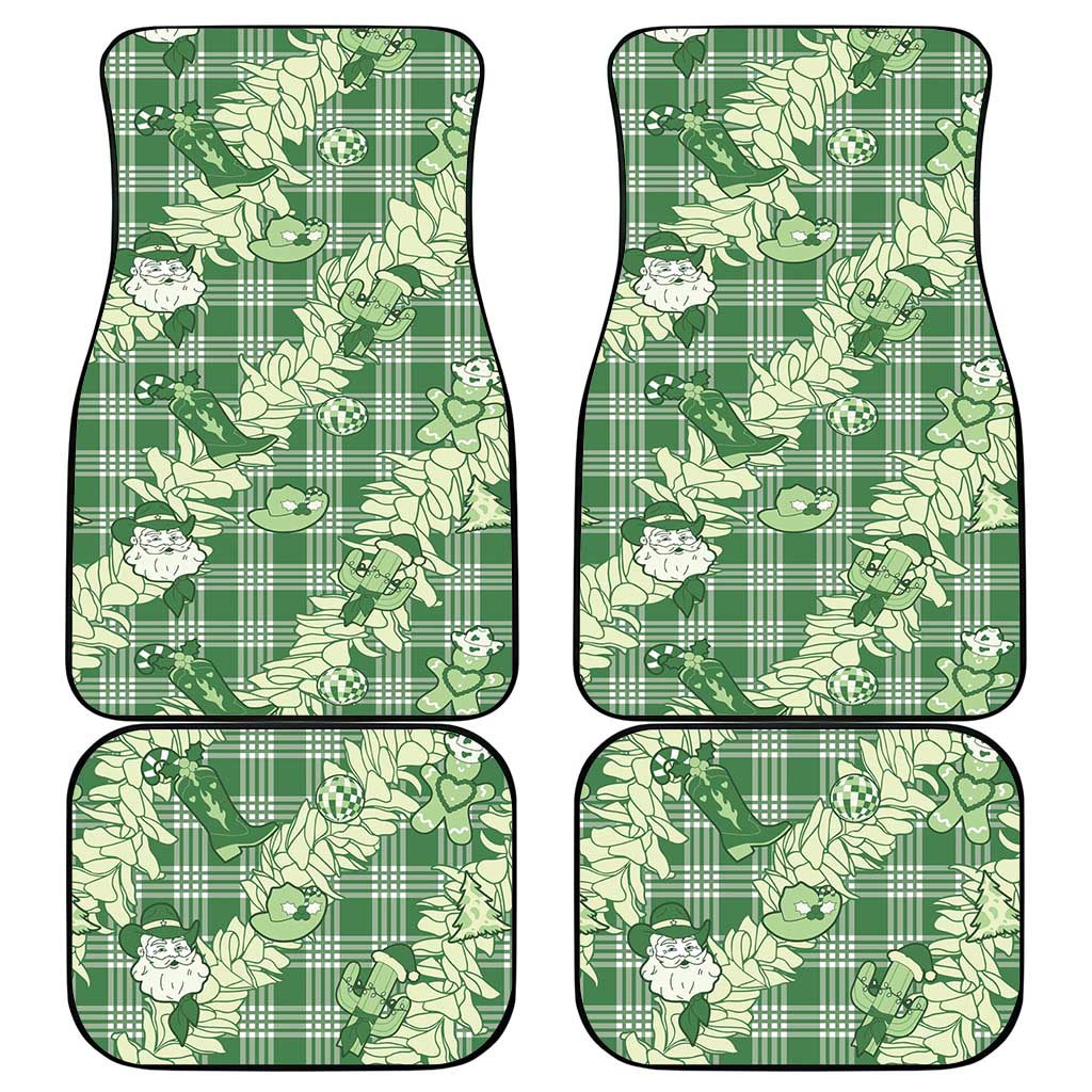 Green Palaka Hawaii Cowboy Christmas Car Mats Paniolo Mix Maile Lei - Polynesian Pride