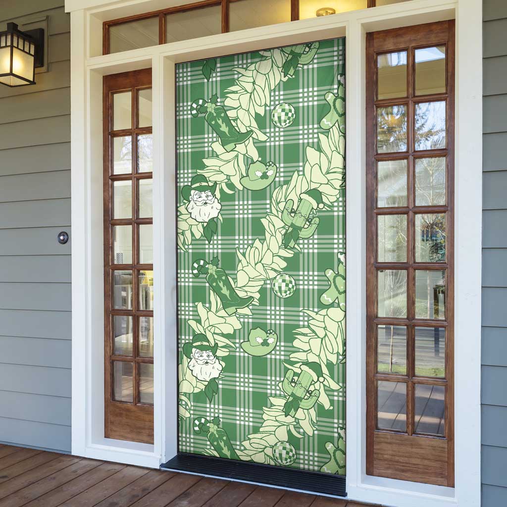 Green Palaka Hawaii Cowboy Christmas Door Cover Paniolo Mix Maile Lei - Polynesian Pride