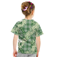 Green Palaka Hawaii Cowboy Christmas Kid T Shirt Paniolo Mix Maile Lei - Polynesian Pride