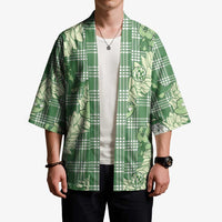 Green Palaka Hawaii Cowboy Christmas Kimono Paniolo Mix Maile Lei - Polynesian Pride