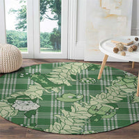 Green Palaka Hawaii Cowboy Christmas Round Carpet Paniolo Mix Maile Lei - Polynesian Pride