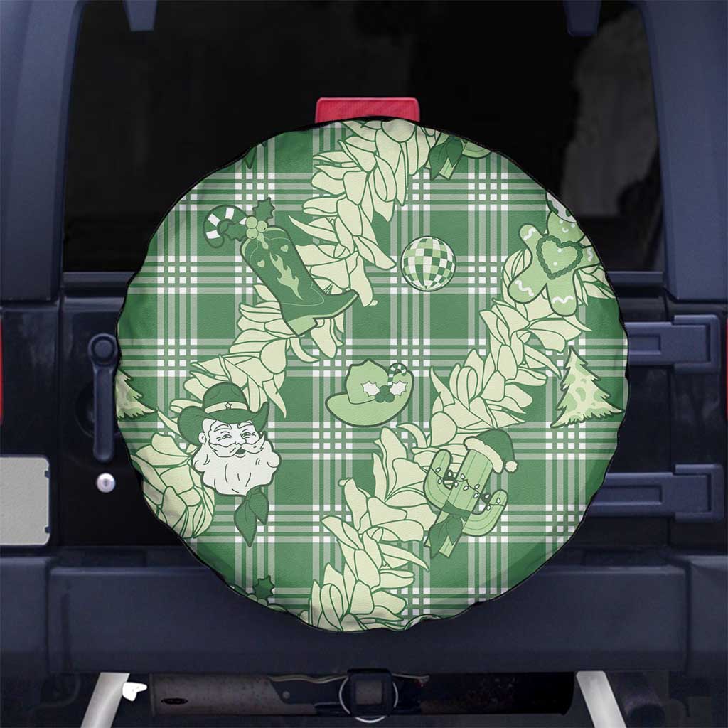 Green Palaka Hawaii Cowboy Christmas Spare Tire Cover Paniolo Mix Maile Lei - Polynesian Pride