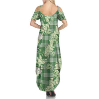 Green Palaka Hawaii Cowboy Christmas Summer Maxi Dress Paniolo Mix Maile Lei - Polynesian Pride