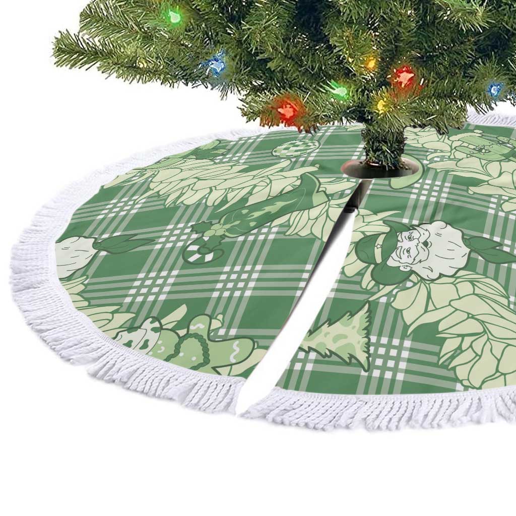 Green Palaka Hawaii Cowboy Christmas Tree Skirt Paniolo Mix Maile Lei - Polynesian Pride