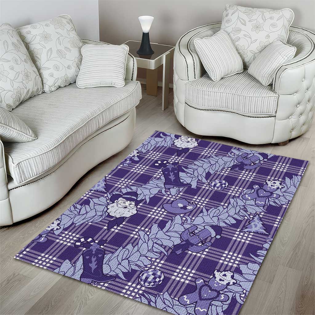 Purple Palaka Hawaii Cowboy Christmas Area Rug Paniolo Mix Maile Lei - Polynesian Pride