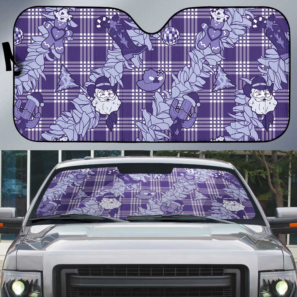 Purple Palaka Hawaii Cowboy Christmas Auto Sun Shade Paniolo Mix Maile Lei - Polynesian Pride