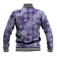 Purple Palaka Hawaii Cowboy Christmas Baseball Jacket Paniolo Mix Maile Lei - Polynesian Pride