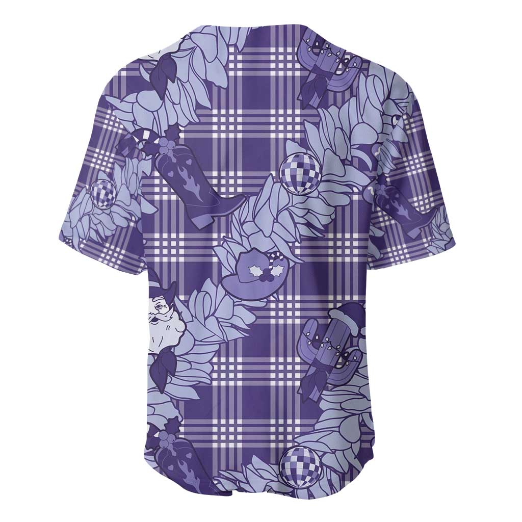 Purple Palaka Hawaii Cowboy Christmas Baseball Jersey Paniolo Mix Maile Lei - Polynesian Pride